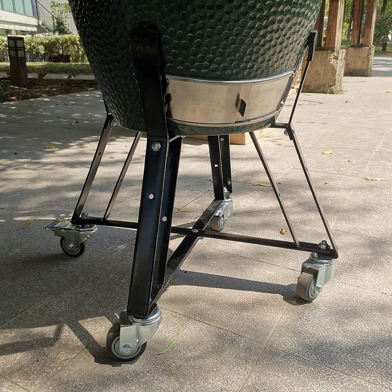 Mydracas Dracarys Rolling Cart for Big Green Egg Accessories Rolling Nest with Heavy Duty Locking Caster Wheels Powder Coated Steel Rolling Outdoor Cart for Large Big Green Egg Kamado Joe Grill Stand - Image 4